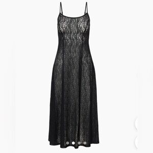 Scoopneck semi sheer lace maxi dress Aritzia Wilfred Serene black lace Opera